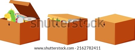 A box full of children toys illustration