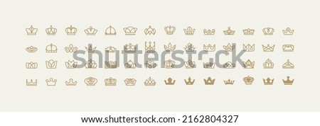 Set of crown line and solid icons. Vector illustrations for graphic design, website and app design and development, gaming, marketing and social media.    
