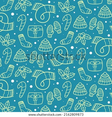 Outline Christmas Doodle Pattern Background For Business