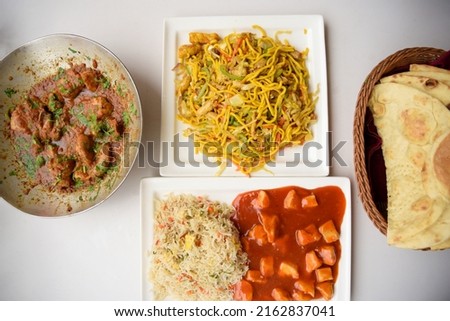 Chicken Makhni Karahi with Chicken Manchurian and Chicken Chowmien with Naan
