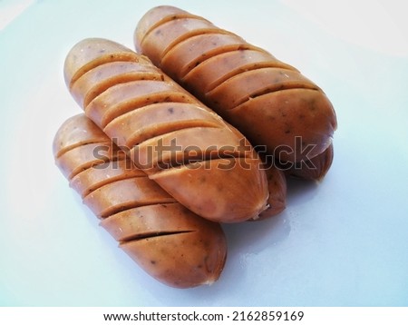 Creative layout Made of fried sausage