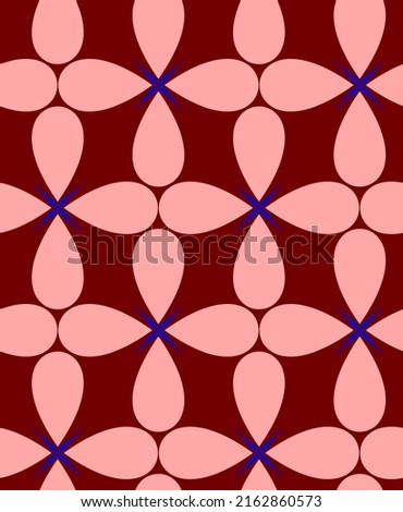 Abstract Hand Drawing 70s Geometric Retro Tile Flowers and Leaves Seamless Vector Pattern Isolated Background 