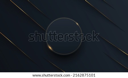 Modern black abstract background concept with gold line. Vector illustration