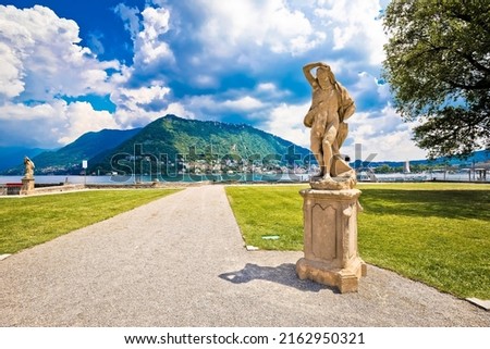 Town of Como public park near villa Olmo view, Como lake waterfront, Lombardy region of Italy Royalty-Free Stock Photo #2162950321