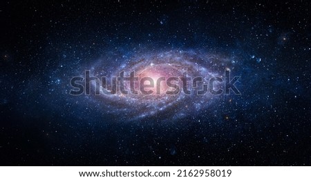 Space scene with stars in the galaxy. Panorama. Universe filled with stars, nebula and galaxy,. Elements of this image furnished by NASA Royalty-Free Stock Photo #2162958019