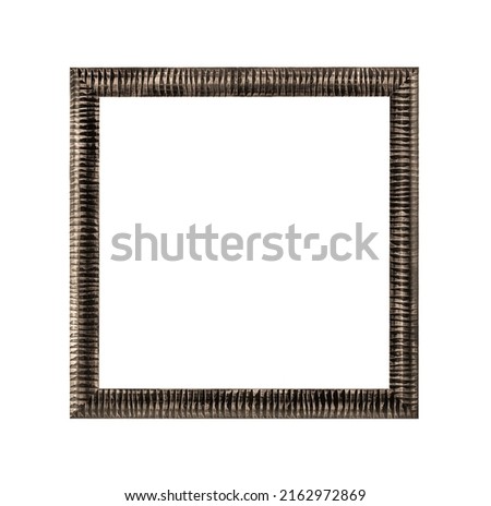antique grunge tribal style blackened bronze square picture frame, isolated