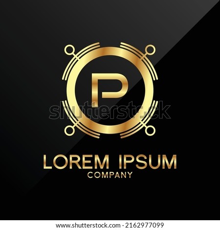 Premium Elegance Gold Initial Letter P Type Logo Sign Symbol Icon luxury technology trading tech crypto monogram 