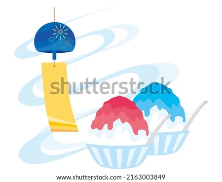 Vector illustration of a wind chime and Shaved Ice .