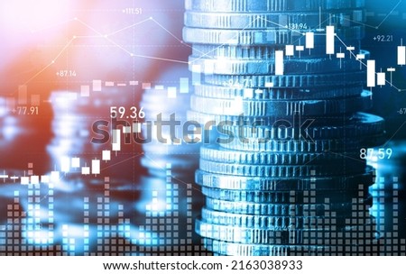 Finance and money technology background concept of business prosperity and asset management . Creative graphic show economy and financial growth by investment in valuable asset to gain wealth profit . Royalty-Free Stock Photo #2163038933