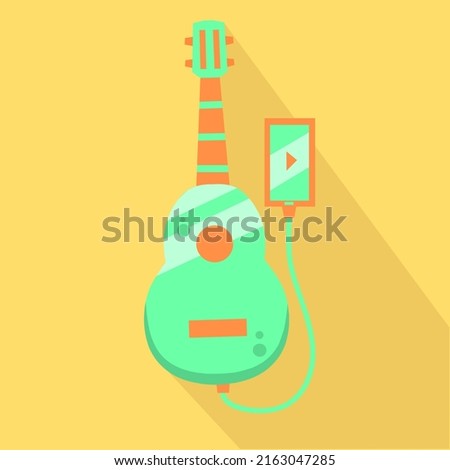 guitar and smartphone flat design on yellow background.nice design for poster
