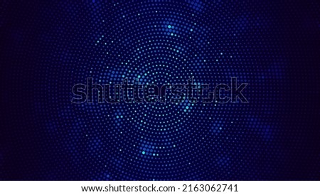 Abstract Digital Circles of Particles with Noise. Futuristic Circular Sound Wave. Big Data Visualization. 3D Virtual Space VR Cyberspace. Crypto Currency Concept. Vector Illustration. Royalty-Free Stock Photo #2163062741