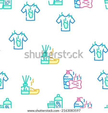 Smell Feel And Sense Vector Seamless Pattern Color Line Illustration