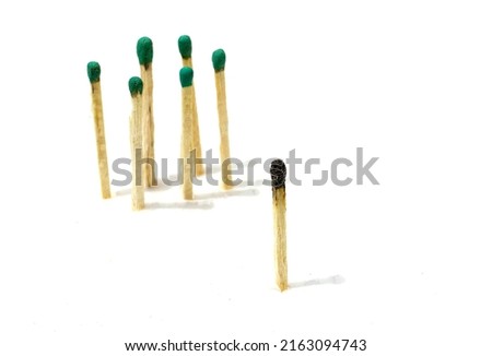 odd one-out concept image with matchsticks Royalty-Free Stock Photo #2163094743
