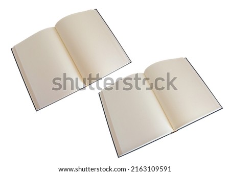 Empty open book. Elements for mock ups, scene creator. Clip art on white background