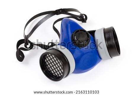 Reusable half-face elastomeric air-purifying respirator with replaceable filters on a white background
 Royalty-Free Stock Photo #2163110103