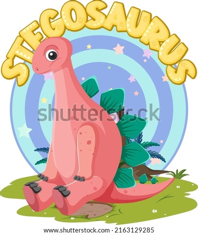 Little cute stegosaurus dinosaur cartoon character illustration