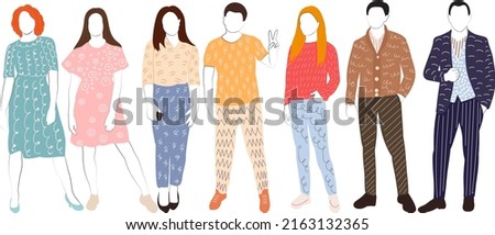 people doodle sketch, outline, isolated, vector