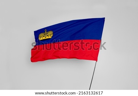The Liechtenstein flag is isolated on a white background with a clipping path. flag symbols of Liechtenstein. flag frame with empty space for your text.