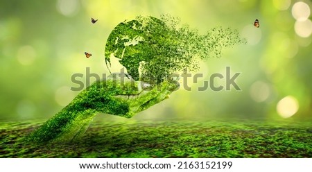 A world that is collapsing and disintegrating the concept of environmental conservation. Royalty-Free Stock Photo #2163152199