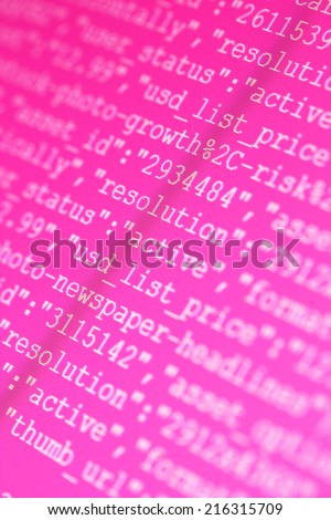 Close up of HTML codes on LED screen