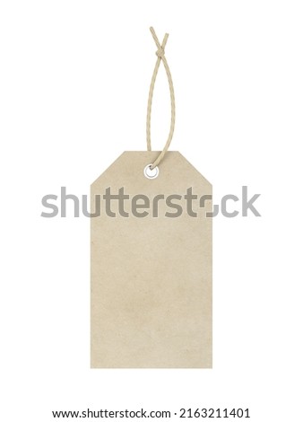 Blank paper price tag, clothing label. 3d illustration isolated on white background 