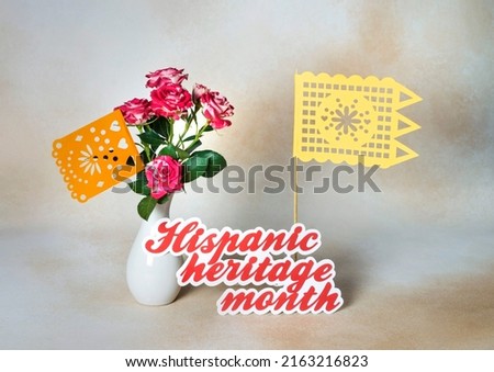 Hispanic heritage month background with mexican paper flags
