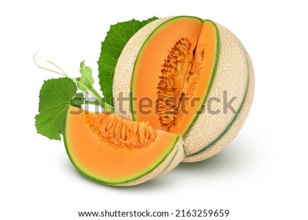 Cantaloupe melon isolated on white background with full depth of field, Royalty-Free Stock Photo #2163259659