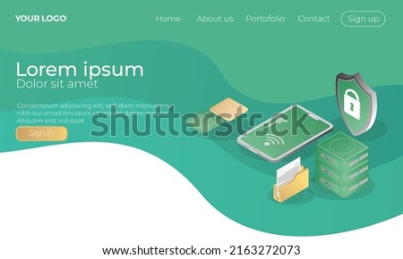 Flat isometric illustration concept.  security network