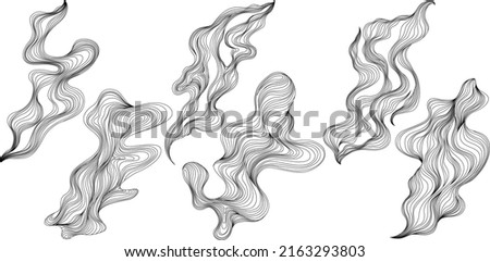 Set of abstract shapes. Hand drawn vector illustrations. Ink painting style composition