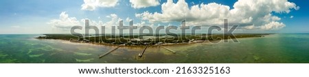 Aerial panorama Waterfront homes in the Florida Keys