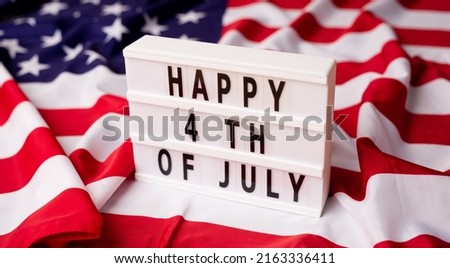 Text Happy 4th of July and Flag of United States of America for the freedom holidays.