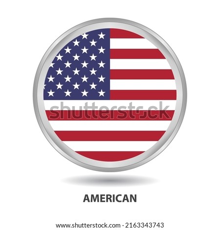 American round flag design is used as badge, button, icon, wall painting