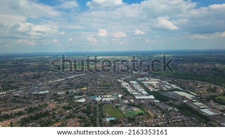 Most Beautiful Aerial view of Luton Town of England, UK, Drone's Footage