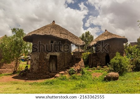 LALIBELA, ETHIOPIA - MARCH 29, 2019: Traditional round houses in Lalibela, Ethiopia Royalty-Free Stock Photo #2163362555