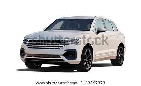 White Vector realistic 3d Suv Royalty-Free Stock Photo #2163367373