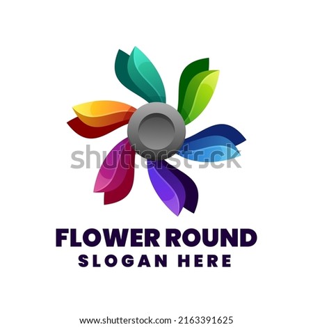 Vector Logo Illustration Flower Gradient Colorful Style.
