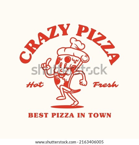 Hand Drawn Happy Pizza Logo Mascot Cartoon
