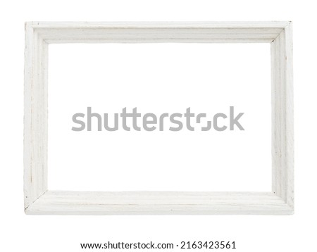 White rustic wooden picture frame isoladed, Picture frame mock up template on white background