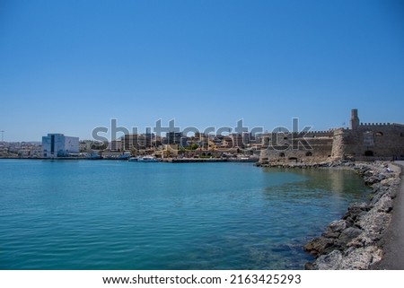 The view of the port of Heraklion city with the Koules Fortress