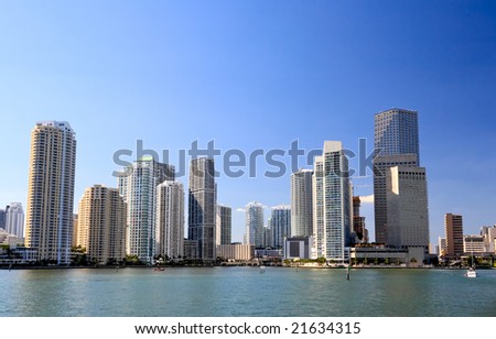 The high-rise buildings in downtown Miami Florida
