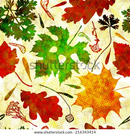 Seamless pattern with colored autumn leaves . Vector, EPS 10. 