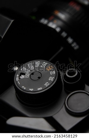 Close-up photo of Shutter Speed on SLR Camera