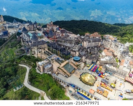 Aerial view of Da Nang Ba Na hills which is a very famous destination for tourists.