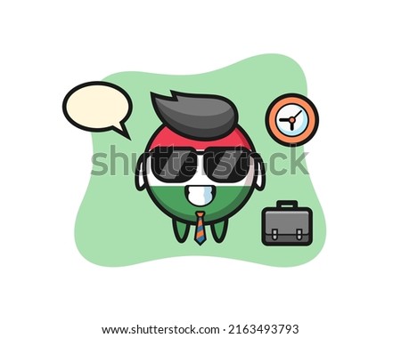 Cartoon mascot of hungary flag badge as a businessman , cute style design for t shirt, sticker, logo element