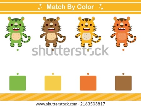 Match by color Educational game for kindergarten and preschool.Matching game worksheet for kids