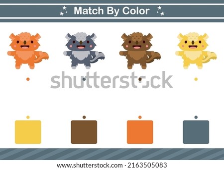 Match by color Educational game for kindergarten and preschool.Matching game worksheet for kids