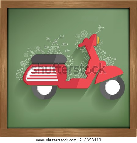 Motorcycle design on blackboard background,clean vector
