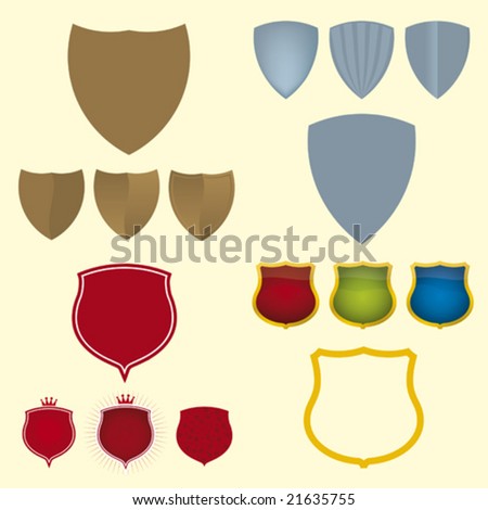 Shield icon set (vector). Four simple and stylized shields.