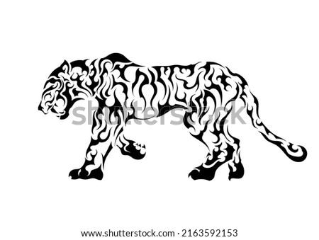 roaring bengal tiger abstract tattoo symbol sticker