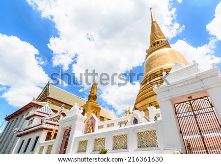 Old golden pagoda in Bangkok, Thailand. They are public domain or treasure of Buddhism, no restrict in copy or use